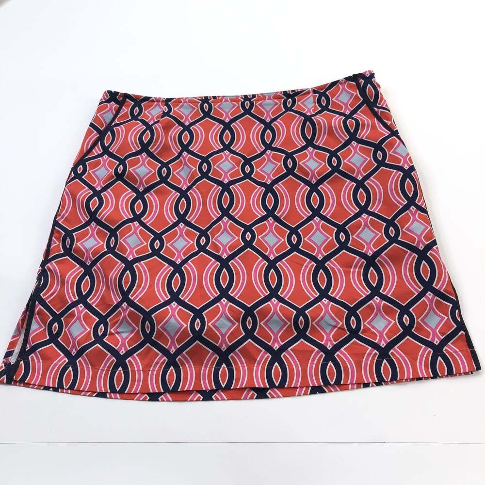 Golftini 8L Long (Fits 34W) Lined Skirt Skort Shorts Floral All Over Print Orang